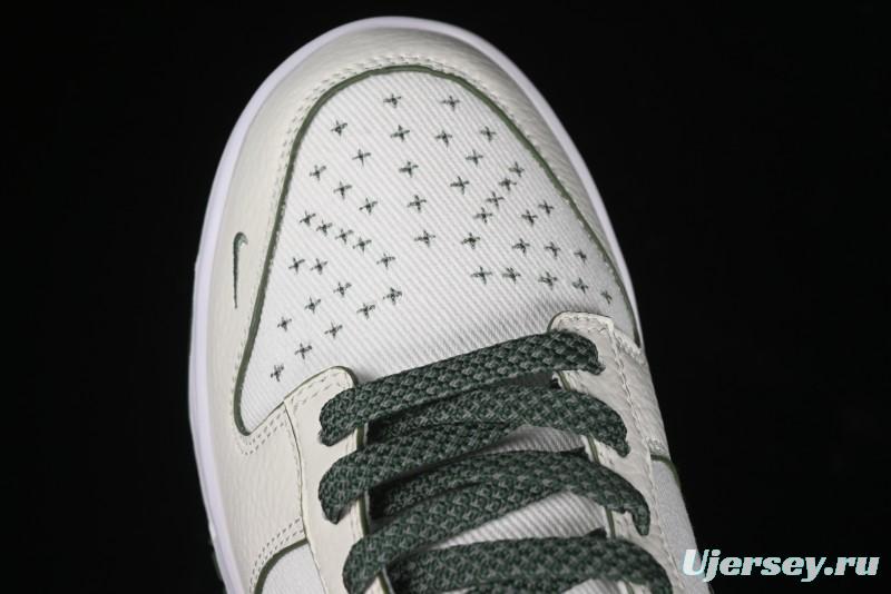 Nike SB Dunk Low Comme des Garçons Collaboration - Woven Beige White Swoosh Anniversary Custom Low-Top Casual Skate Shoes - KK1888-010