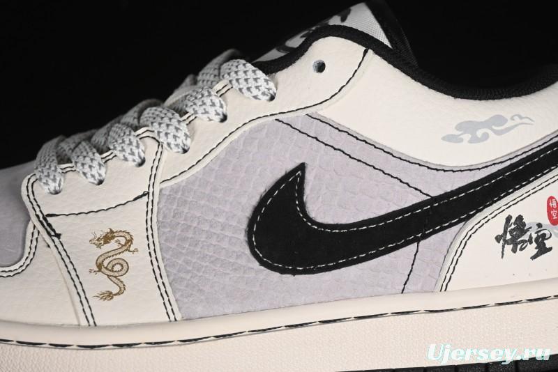 Nike Air Jordan 1 Low Retro Basketball Shoes Custom Black Myth Wukong Design - SJ9950-042