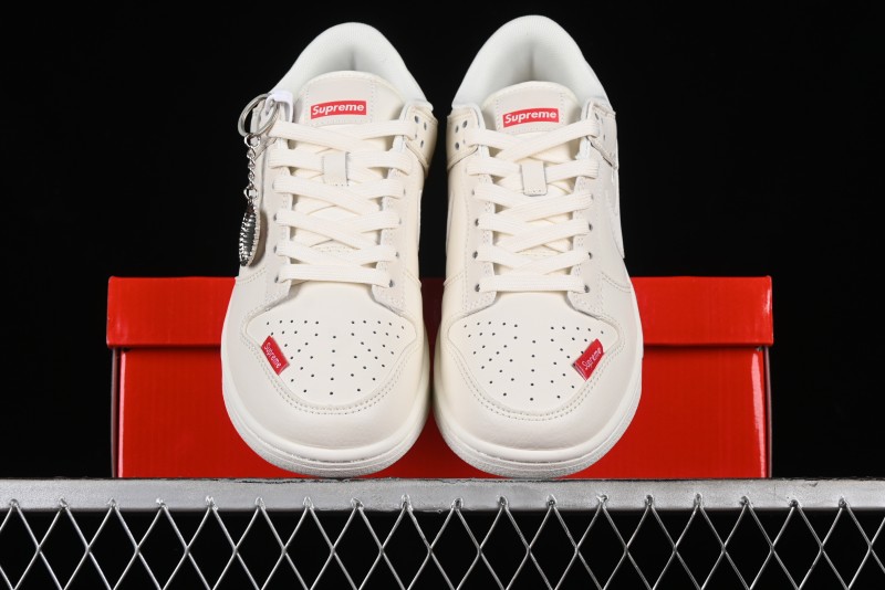 Nike SB Dunk Low Supreme Collaboration - Off-White Swoosh Anniversary High-End Custom Low-Top Casual Skate Shoes - SJ2068-267