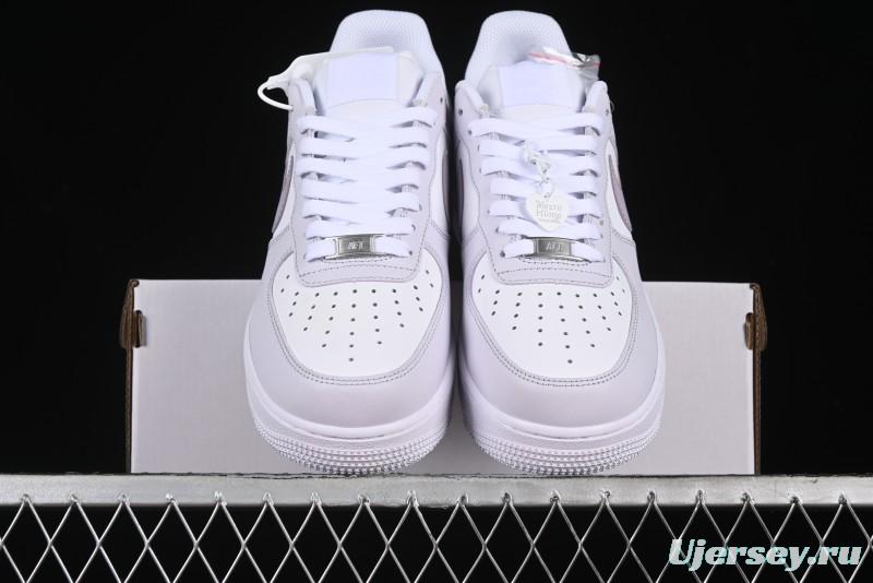 Nike Air Force 1 '07 Low Casual Sneakers with Anime-Inspired Light Gray Purple Spray Paint Design - DY8899-004