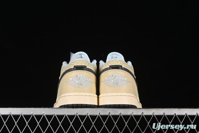 Nike Air Jordan 1 Low "Coconut Milk Black" Casual Basketball Shoes with Team Gold Accents - HQ3437-101