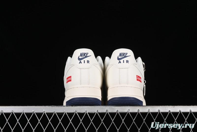 Nike Air Force 1 '07 Low Supreme Collaboration - Beige Red Blue Double Swoosh Casual Sneakers - XZ6188-008
