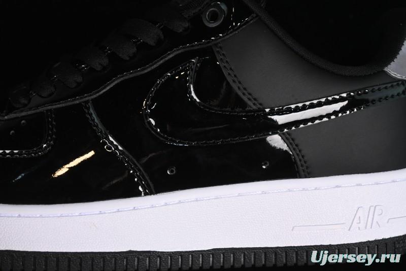 Nike Air Force 1 '07 Low Patent Leather All Black Casual Sneakers - AH6827-001
