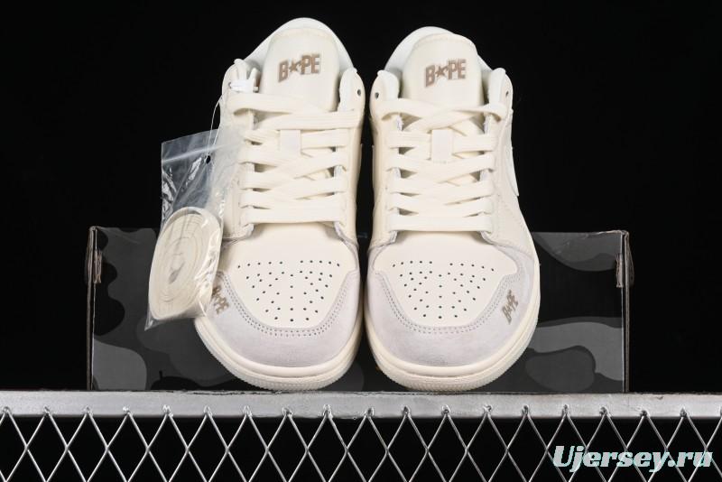 Nike Air Jordan 1 Low AJ1 Bape Collaboration - Pig Eight Patchwork Custom High-End Low-Top Basketball Shoes - LJ6688-002