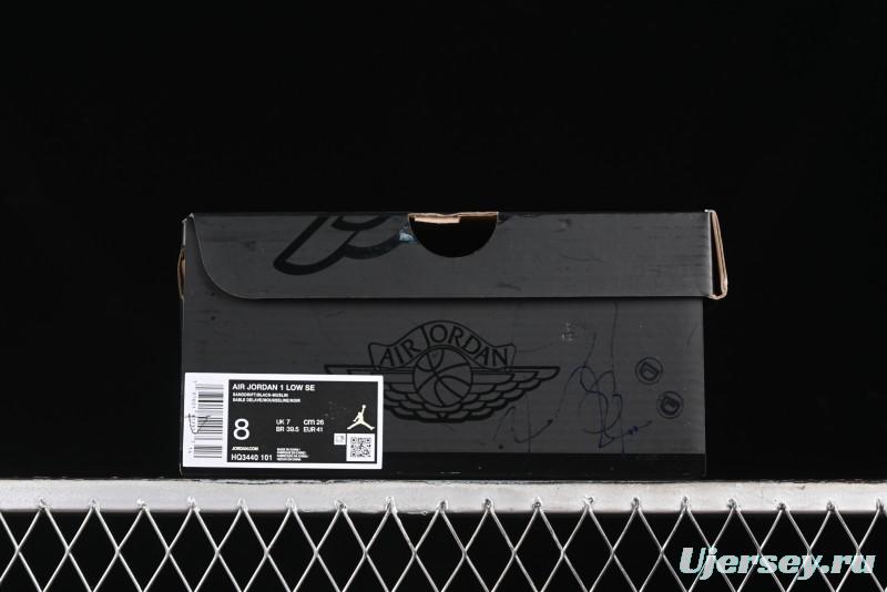 Nike Air Jordan 1 Low Retro Basketball Shoes in Soft Beige with Black Logo Accent - HQ3440-101