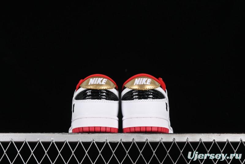 Nike SB Dunk Low UN Collaboration - White Black Patent Leather Anniversary Custom Low-Top Casual Skate Shoes - XB3802-349