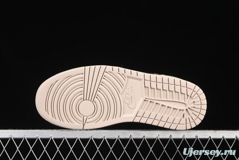 Nike Air Jordan 1 Low Retro Basketball Shoes in Soft Beige with Black Logo Accent - HQ3440-101