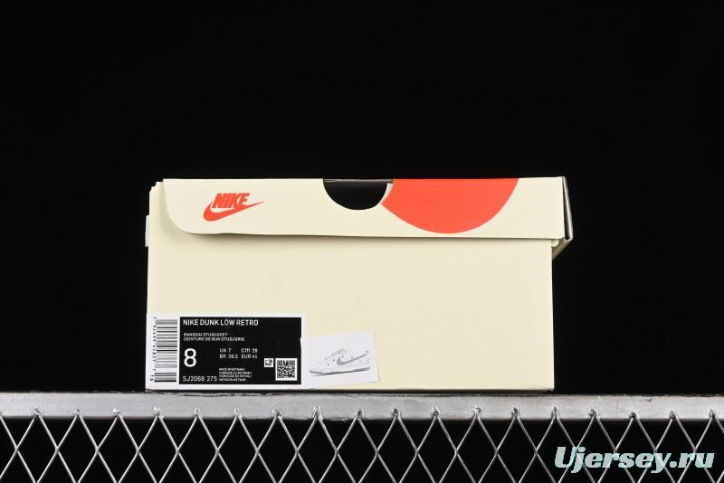 Stussy x Nike Dunk Low SB Sneakers in Off-White and Gray with Stussy S Titanium Accessory - SJ2068-275