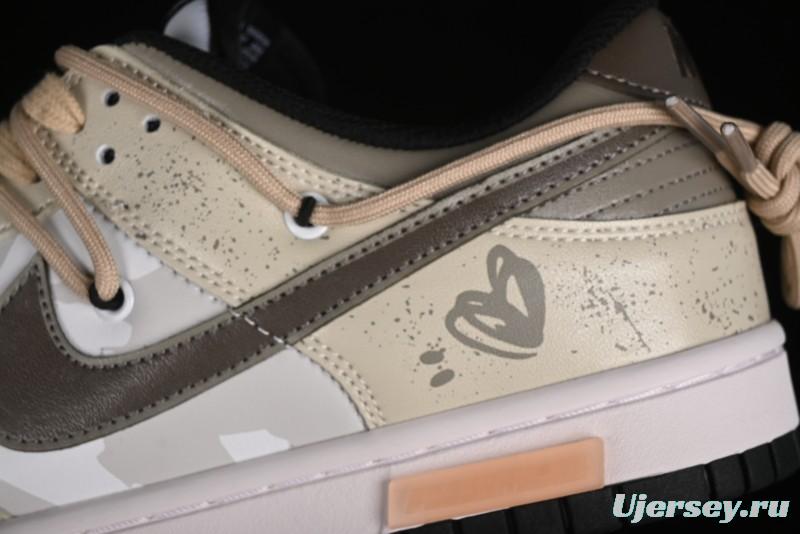 Nike Dunk Low Panda Prank Summer Theme Love Khaki Pudding Milk Tea SB Strap Low-Top Casual Sneakers - CW1590-100