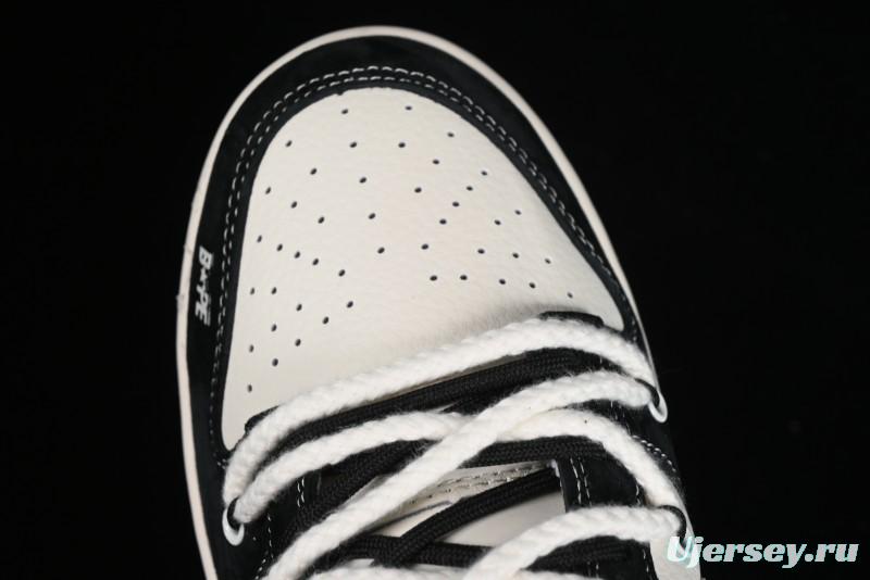 Nike SB Dunk Low BAPE Collaboration Strap Black Hook Anniversary Custom Low-Top Casual Sneakers - SJ2068-269