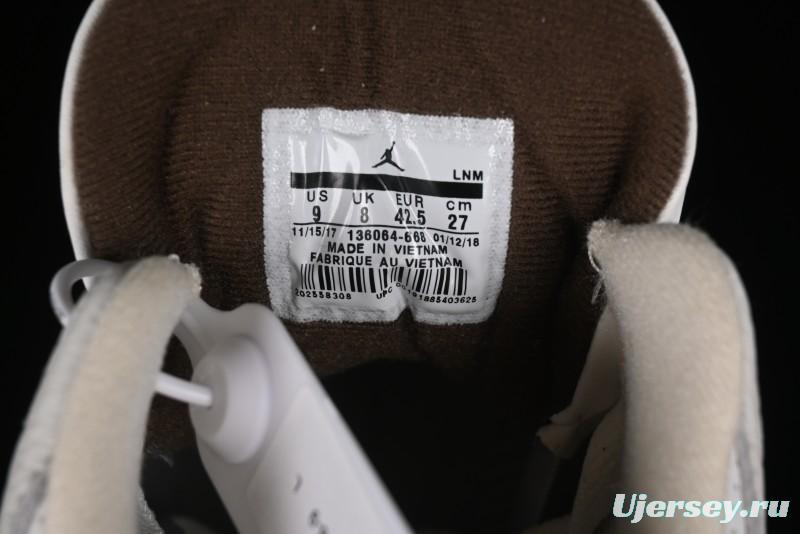 Nike Air Jordan 3 Retro Cactus Jack Collaboration High-Top Basketball Shoes with Soft Napa Leather and Visible Air Cushion - 136064-668