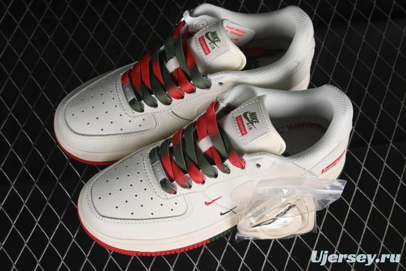Nike Air Force 1 '07 Low Supreme Casual Sneakers in Beige Red Green - XZ6188-009