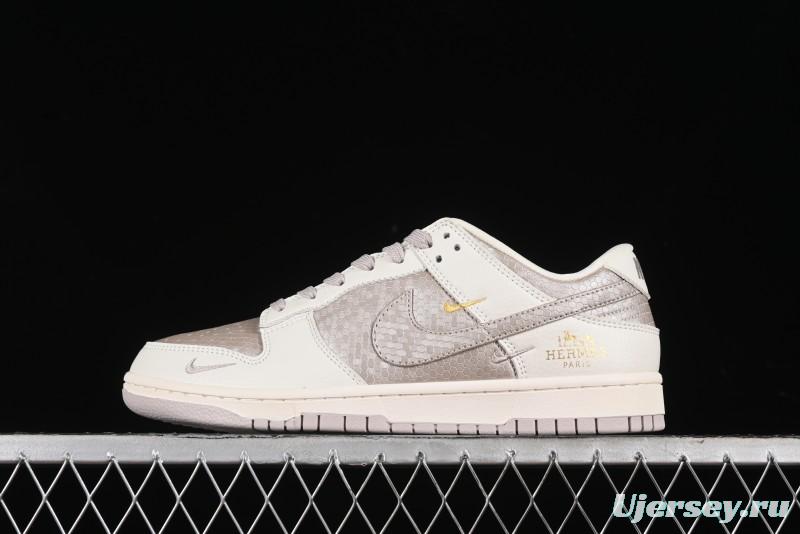 Nike SB Dunk Low Hermes Collaboration - Snake Print Brown Swoosh Low Top Casual Skate Shoes - XD6188-040