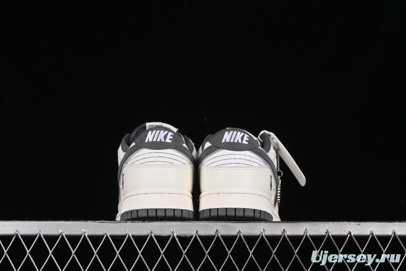 Nike SB Dunk Low Violent Bear Collaboration - Woven Grey Check Anniversary Custom Low-Top Casual Sneakers - KK1888-004