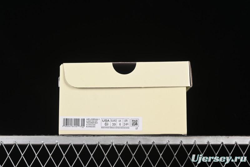 Nike Travis Scott x Fragment Design x Air Jordan 1 Low OG SP AJ1 Supreme Collaboration - Dark Blue Swoosh Low-Top Casual Sneakers - XZ2268-001