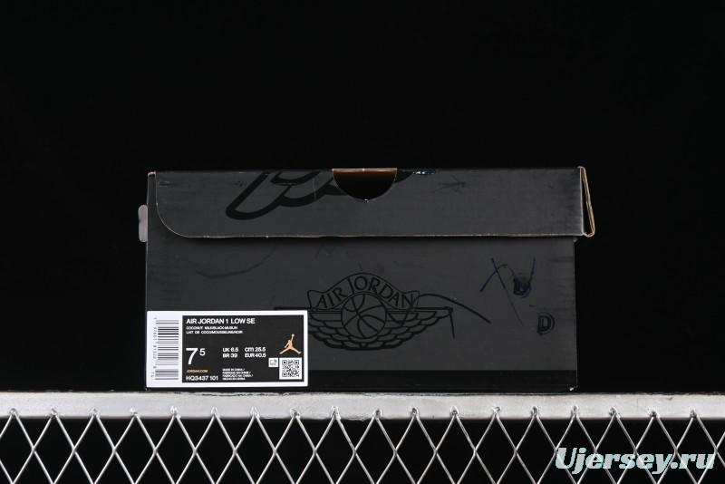 Nike Air Jordan 1 Low "Coconut Milk Black" Casual Basketball Shoes with Team Gold Accents - HQ3437-101