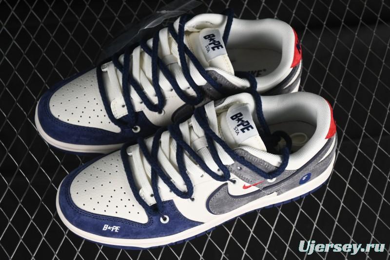 Nike SB Dunk Low BAPE Collaboration - Strap Multi-Color Grey Swoosh Anniversary Custom Low-Top Casual Sneakers - SJ2068-278