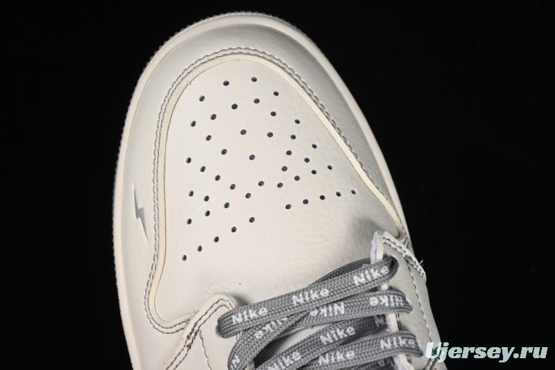 Nike Air Jordan 1 Low AJ1 Lightning Collaboration - Off White Grey Anniversary Custom Edition Low-Top Casual Sneakers - CF3688-020