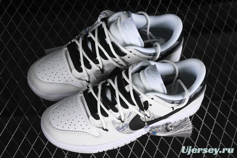 Nike Dunk Low CNY Year of the Dragon Limited Edition SB Lace-Up Casual Sneakers with Silver-White Design - DV0831-101