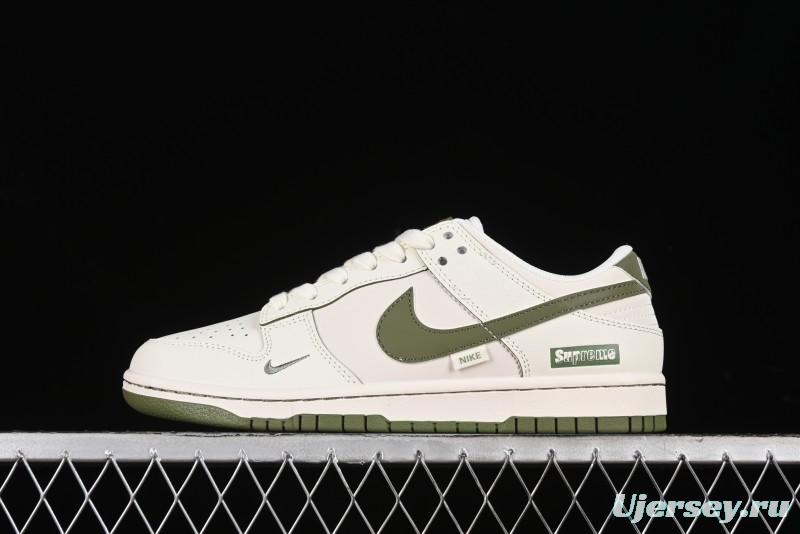 Nike SB Dunk Low Supreme Collaboration - Off White Dark Green Check Anniversary High-End Custom Low-Top Casual Skate Shoes - DQ1098-393