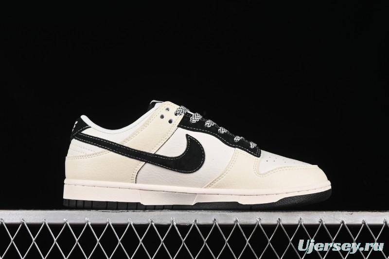 Nike SB Dunk Low Lightning Collaboration - Off White Black Double Swoosh Anniversary Custom Low-Top Casual Skate Shoes - XY1688-007