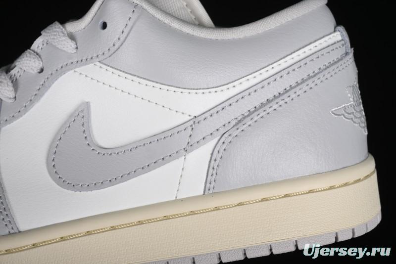 Nike Air Jordan 1 Low Casual Sneakers in White-Grey - FQ7687-300