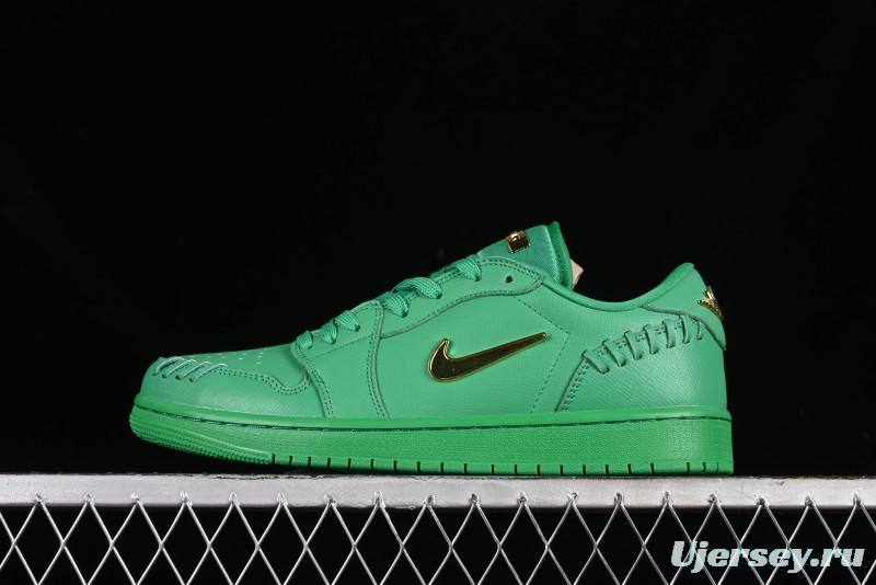 Nike Air Jordan 1 Low "Method of Make" Casual Sneakers in Green and Gold - FN5032-300