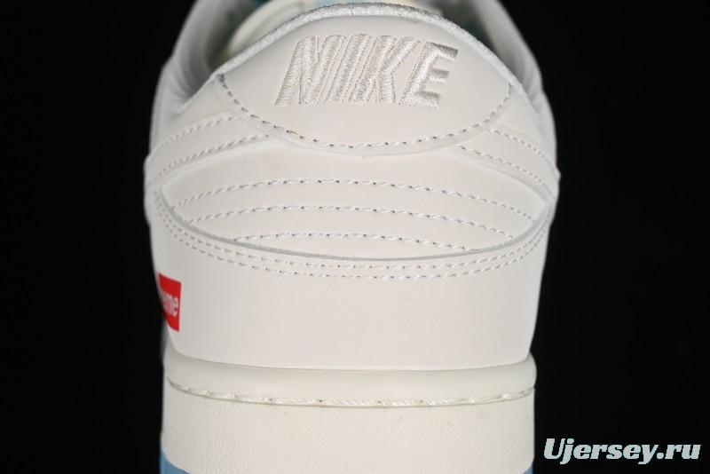 Nike SB Dunk Low Supreme Collaboration - Light Blue Double Swoosh Anniversary Customized Low-Top Casual Sneakers - BB8675-108
