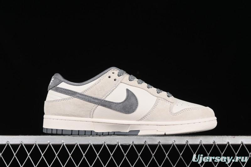 Nike SB Dunk Low x Supreme x Stussy Anniversary Customized Sneakers in Off-White Grey Check - SJ2068-272