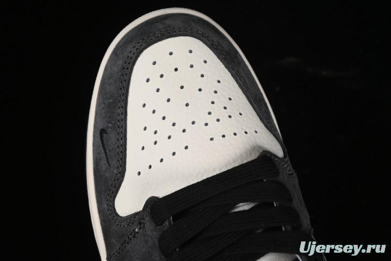 Nike Air Jordan 1 Low Retro Basketball Shoes - Black Velvet Pig Collaboration Custom Design - SJ9950-016