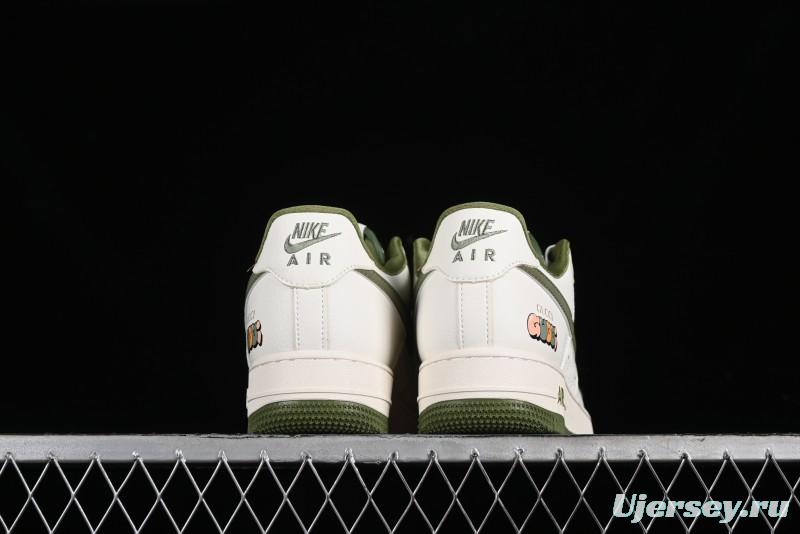Nike Air Force 1 '07 Low Gucci Collaboration - Beige Green Linen Casual Sneakers - XZ3398-588