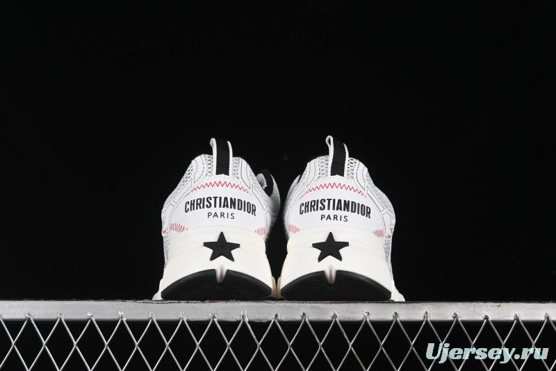 Dior Chrono Round Toe Lace-Up Lifestyle Casual Running Sneakers - 19W WHITE RED