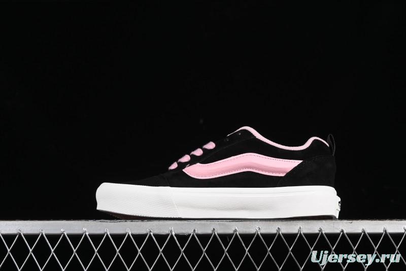 Vans Knu-Skool High Street American Retro Canvas Skate Shoes in Black Pink - VN0009BCRTU