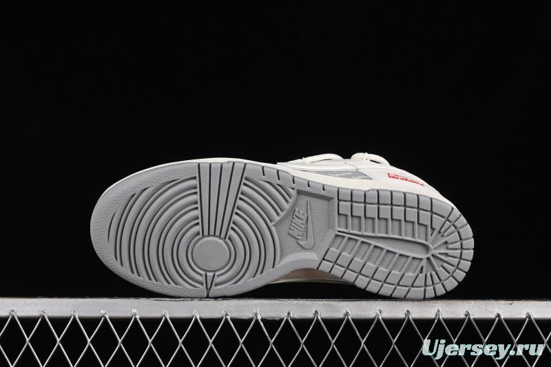Nike SB Dunk Low Supreme Collaboration - Beige White Fox Lettering Anniversary High-End Custom Low-Top Casual Skate Shoes - JJ5688-106