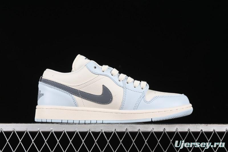 Nike Air Jordan 1 Low Retro Basketball Shoes - Giorgio Armani Collaboration Ice Blue - WG8850-012