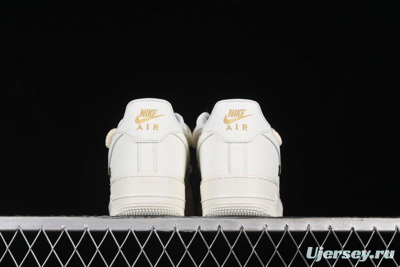 Nike Air Force 1 '07 Low Beige Deconstructed Swoosh Casual Sneakers - FX3654-111
