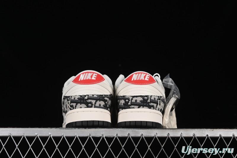 Nike SB Dunk Low Dior Collaboration - Black Grey Pattern Anniversary High-End Custom Low-Top Casual Sneakers - XY1688-010