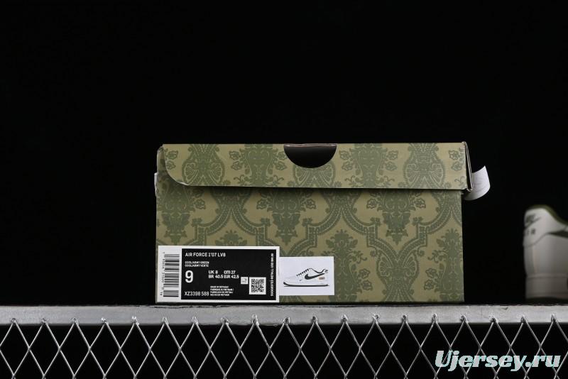 Nike Air Force 1 '07 Low Gucci Collaboration - Beige Green Linen Casual Sneakers - XZ3398-588