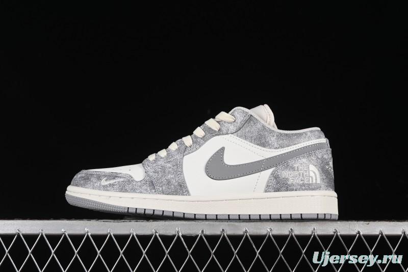 Nike Air Jordan 1 Low AJ1 The North Face Collaboration - Rock Gray High-End Custom Retro Basketball Shoes DC2024-023
