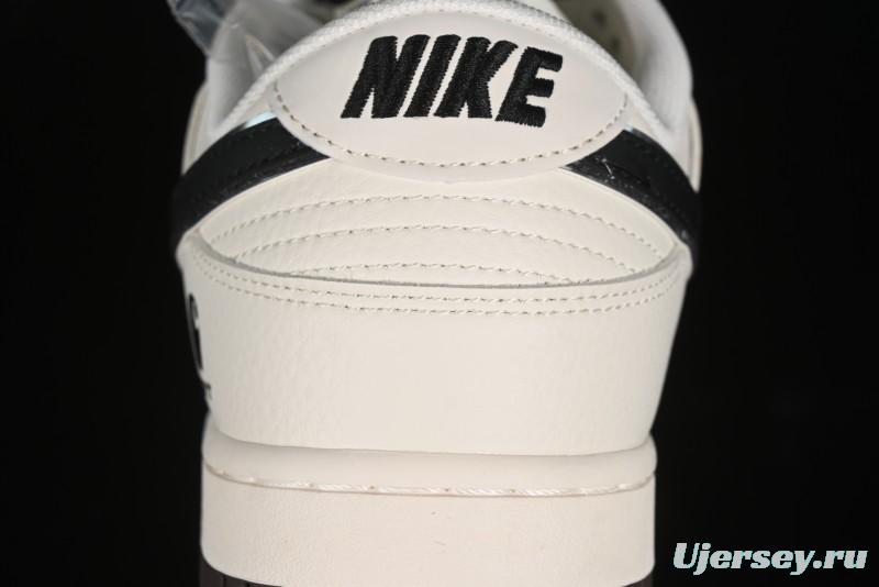 Nike SB Dunk Low Carhartt Collaboration - Off White Black Swoosh Anniversary Customized Low-Top Casual Skate Shoes - SJ1089-007