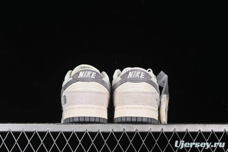 Nike SB Dunk Low The North Face Collaboration - Grey Pigskin Navy Swoosh Anniversary Custom Low-Top Casual Skate Shoes - SJ1089-009