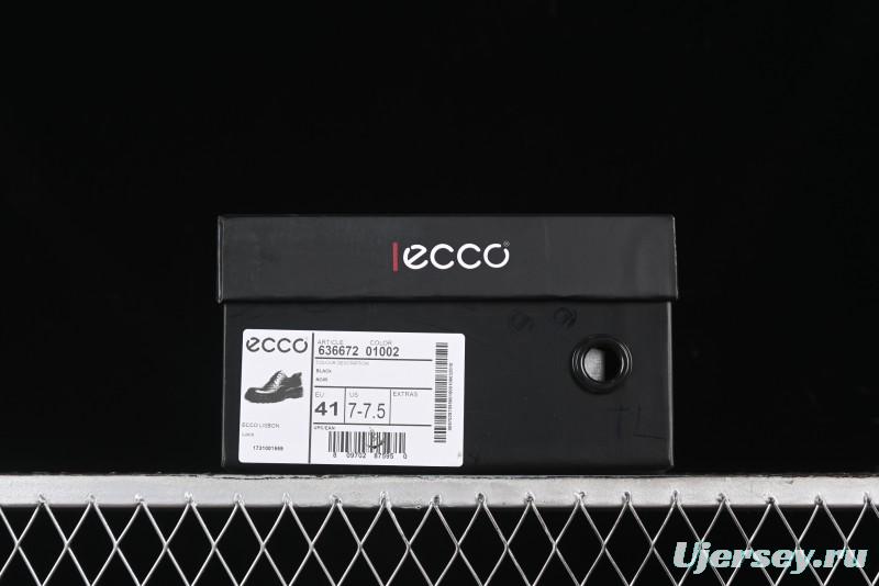 ECCO Block Derby Round Toe Genuine Leather Brogue Dress Shoes - 63667201002