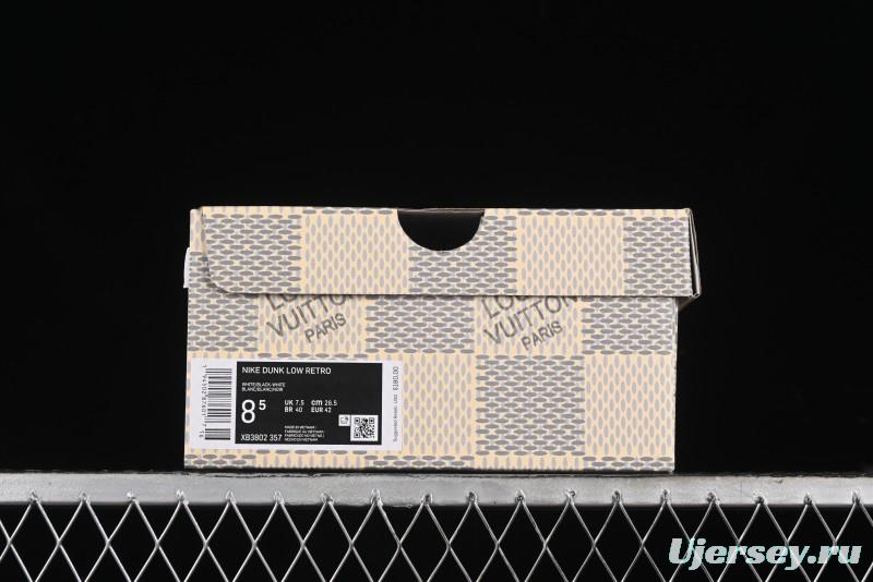 Nike SB Dunk Low LV Collaboration - Beige Black Printed Denim Anniversary High-End Custom Low-Top Casual Skate Shoes - XB3802-357