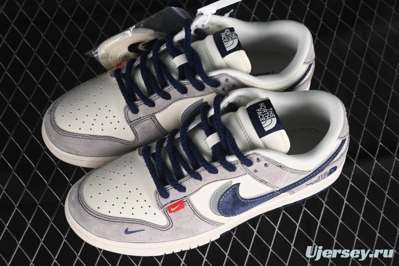 Nike SB Dunk Low The North Face Collaboration - Grey Pig Eight Blue Hook Anniversary High-End Custom Low-Top Casual Skate Shoes - SJ1089-010