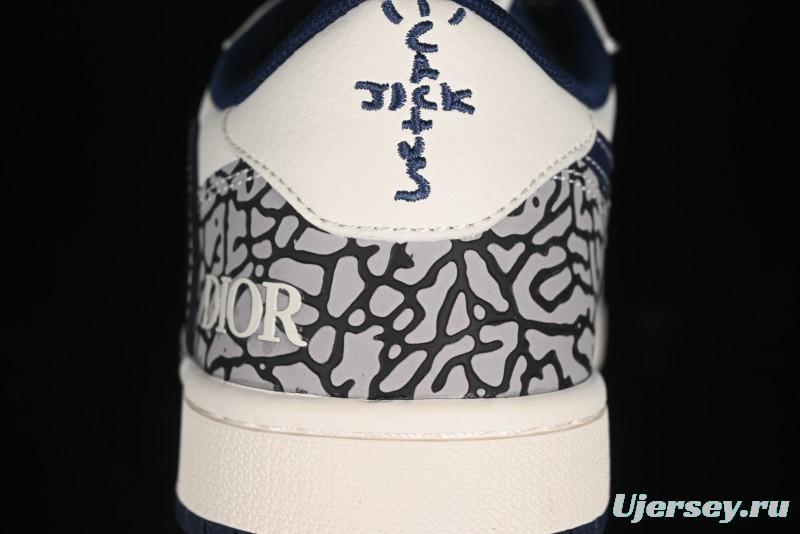 Nike Travis Scott x Fragment Design x Air Jordan 1 Low OG SP AJ1 Retro Sneakers with Stone Pattern - CF3688-029