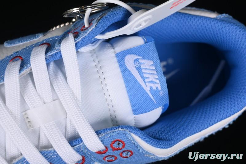 Nike SB Dunk Low Supreme Collaboration - Woven Blue Swoosh Anniversary Custom Low-Top Casual Skate Shoes - KK1888-015