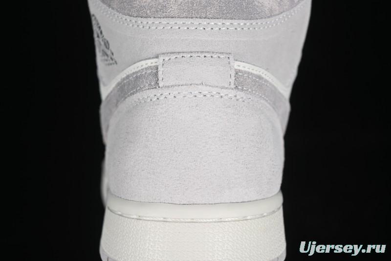 Nike Air Jordan 1 Mid AJ1 Basketball Shoes White Grey - FQ7720-002