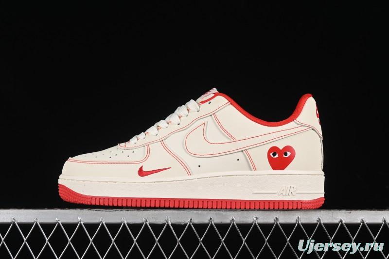Nike Air Force 1 '07 Low Comme des Garcons Collaboration - Off-White Red Line Low-Top Casual Sneakers - KK3333-001