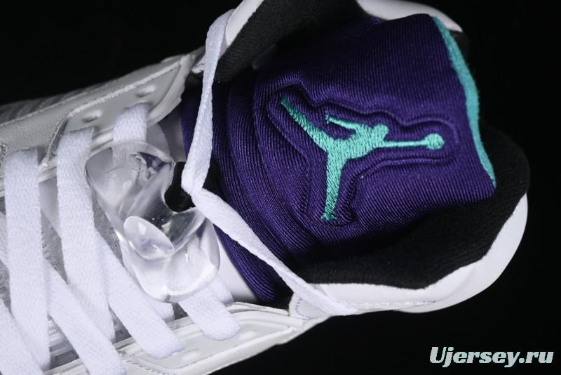 Nike Air Jordan 5 Retro Sneakers in White and Purple Grape Colorway - 136027-108