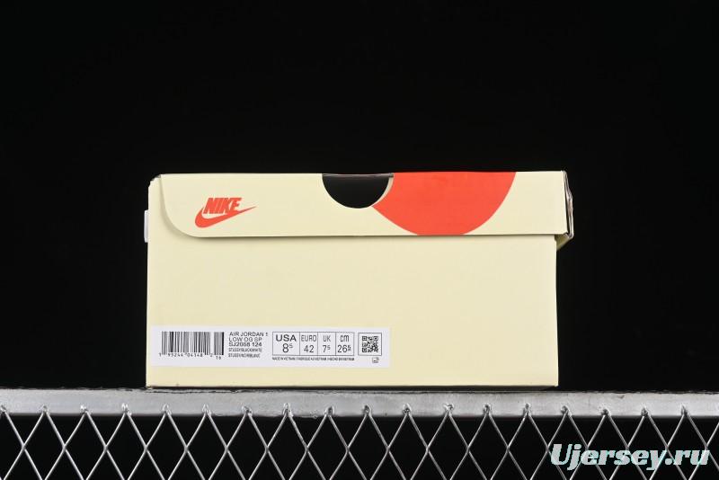 Nike Travis Scott x Fragment Design x Air Jordan 1 Low OG SP AJ1 Supreme Stussy Collaboration - Red Tab Black Warrior Low Top Casual Sneakers - SJ2068-124